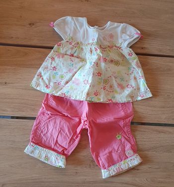 🌸 Ensemble estival fleuri bébé fille 09 mois Absorba 🌸