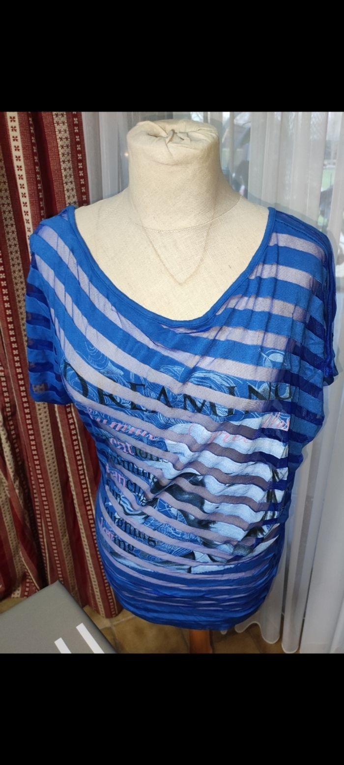 T-shirt bleu roi Taille unique - photo numéro 2