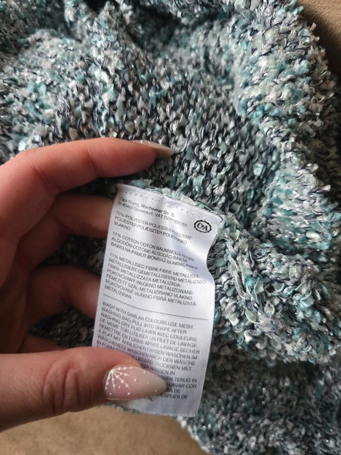 Pull en maille chiné vert col en V coupe ample - C&A - taille L - 40 - photo numéro 4