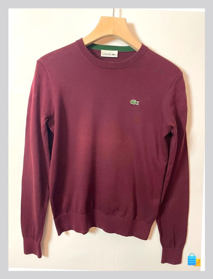 Pull Lacoste – Femme – Taille 34 – Lit de vin – 100 % coton