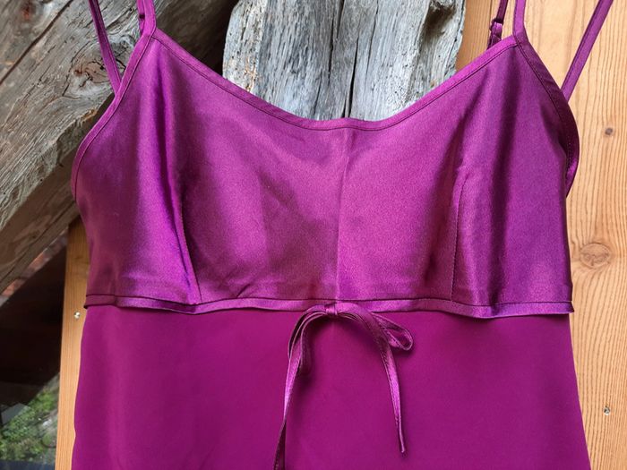 Superbe pyjama 2 pièces Etam, satin et transparent, violet, taille 38 - photo numéro 3