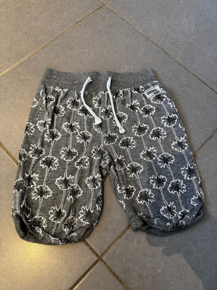 Short / Bermuda souple avec cordelettes de serrage - TAO - Palmier - Gris - 8 ans