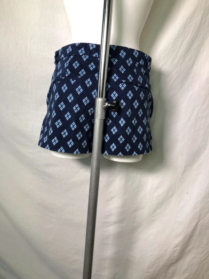 Short bleu marine motifs losanges en coton Zara taille 36 38 bon état - photo numéro 3