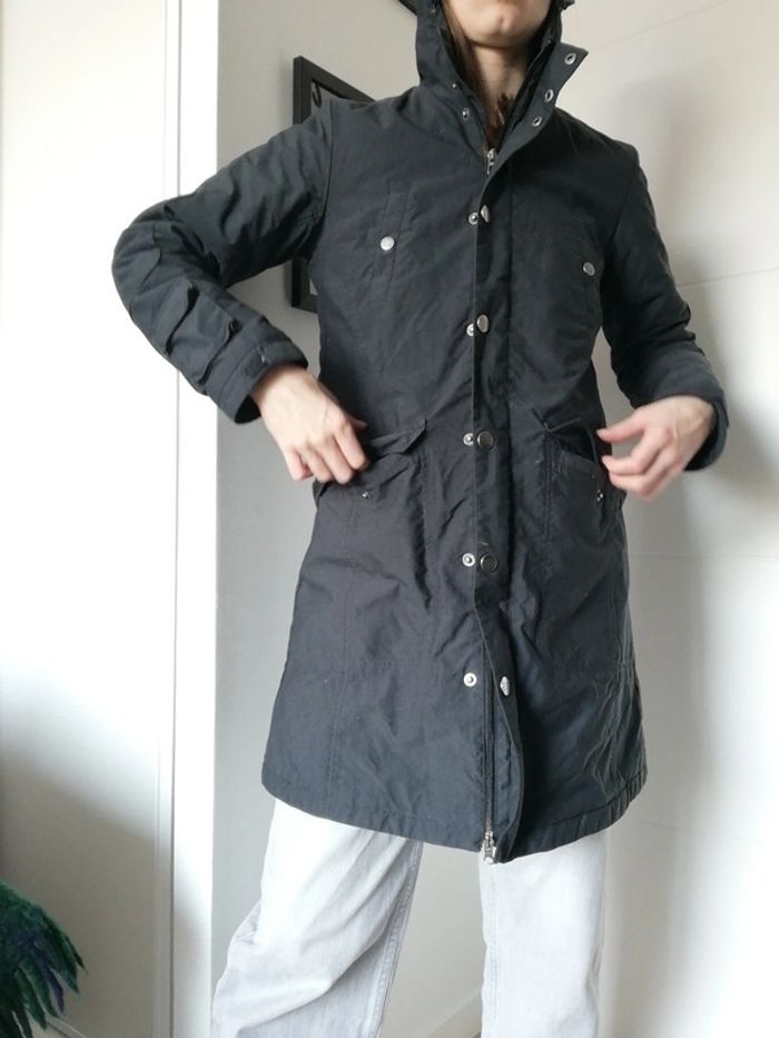Long manteau veste Adidas vintage y2k gris capuche taille 36 femme