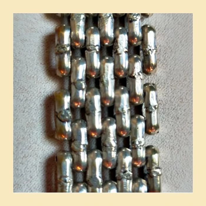 Bracelet manchette vintage argenté à maillons larges – style tribal bohème - photo numéro 2