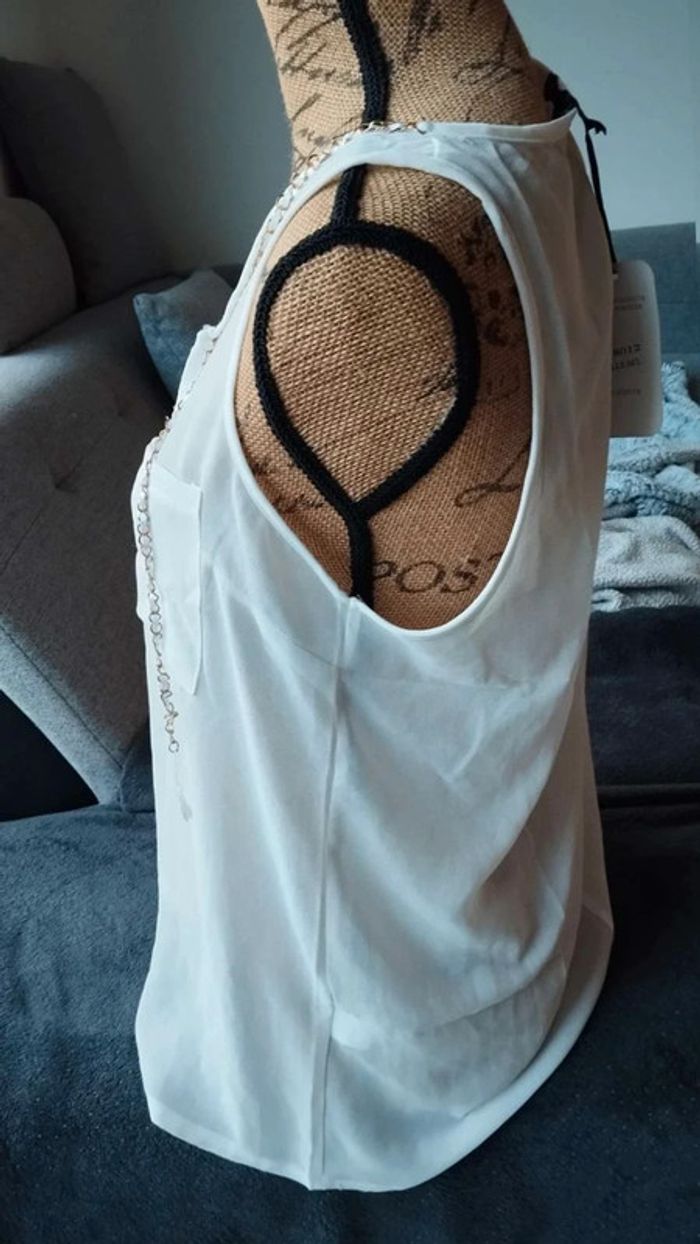 Blouse débardeur blanc chaîne doré taille m/l - photo numéro 7