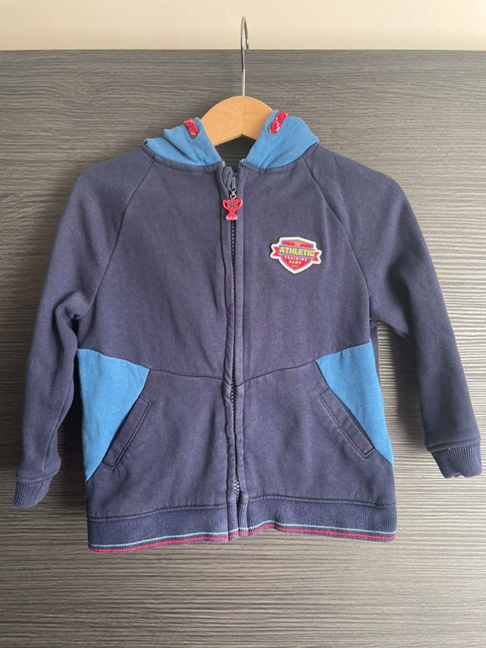 Gilet zippé à capuche garçon Sergent Major 3 ans. Bleu marine