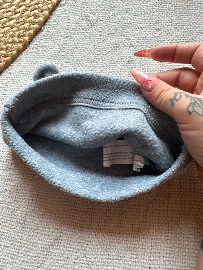 Bonnet bébé mixte – Gris avec petites oreilles – In Extenso – 0/3 mois (taille grand 3/6 mois) - photo numéro 3