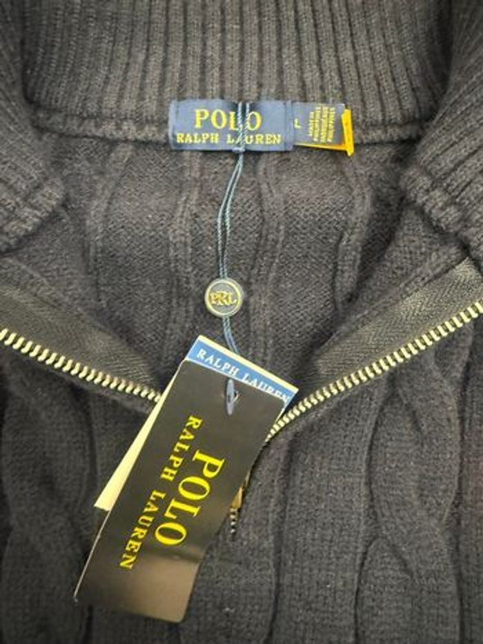 Pull torsade avec  zip 100 % coton, pour homme Ralph Lauren bleu marine - photo numéro 5