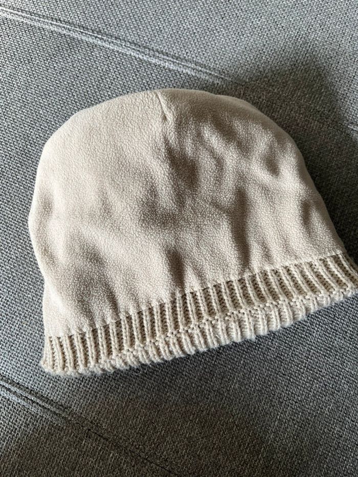 Bonnet à pompon beige et rose - photo numéro 3