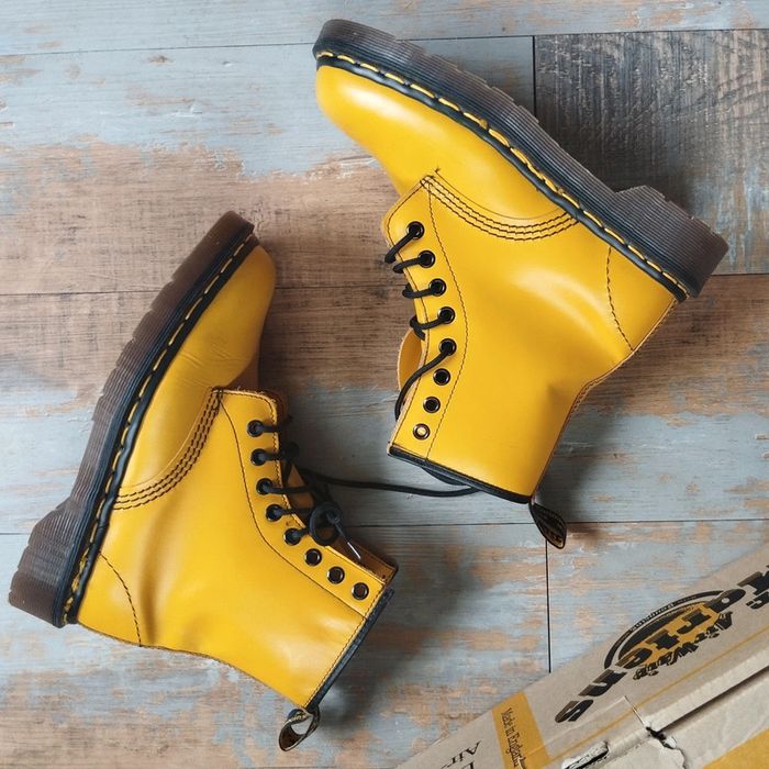 🔸1460 Dr. Martens collector mie Y2K Made in England T37 Jaune  rare ! - photo numéro 4