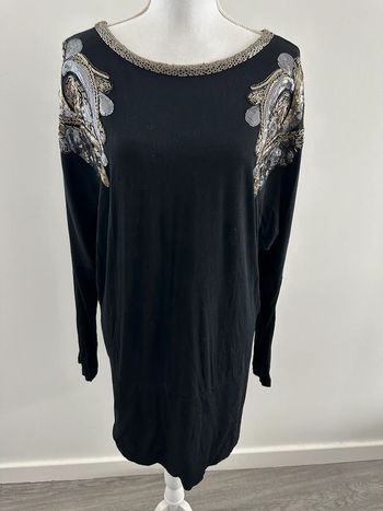 Robe pull noire dorée et argentée Molly Bracken T2 38 M