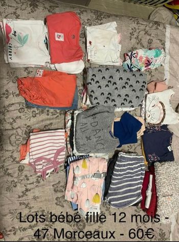 Vend vêtements lots bébé fille 12 mois