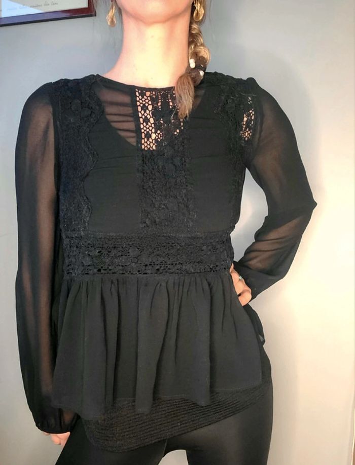 Haut transparent noir taille 34 Sandro - photo numéro 2