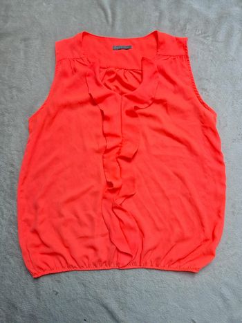 Haut debardeur à froufrou rose fluo - ligne à suivre taille 42