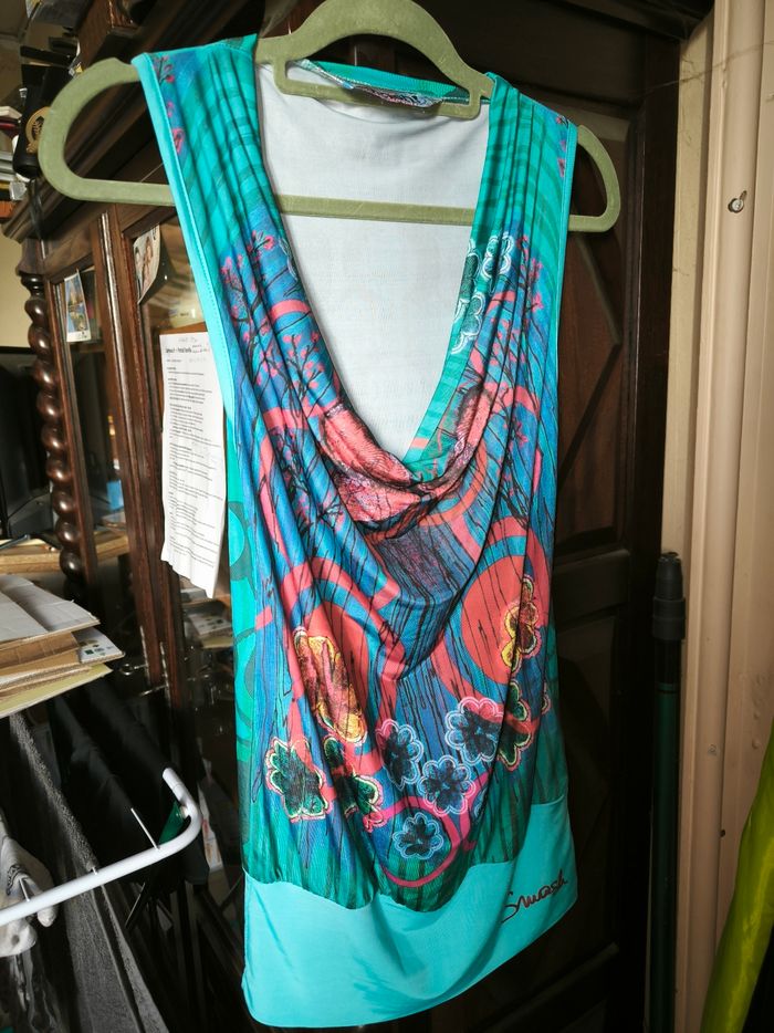 Tunique sans manches décolleté multicolore - photo numéro 3