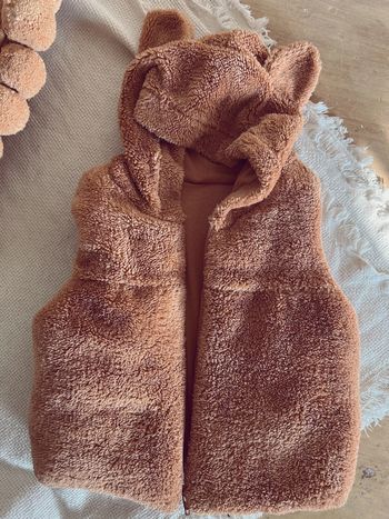 Veste sans manche moumoute fourrure mixte unisex capuche oreille