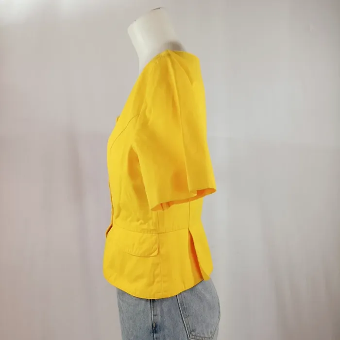 Blouse jaune boutonnée Jousse Executive – col carré, taille 40, 100 % coton A949 - photo numéro 4