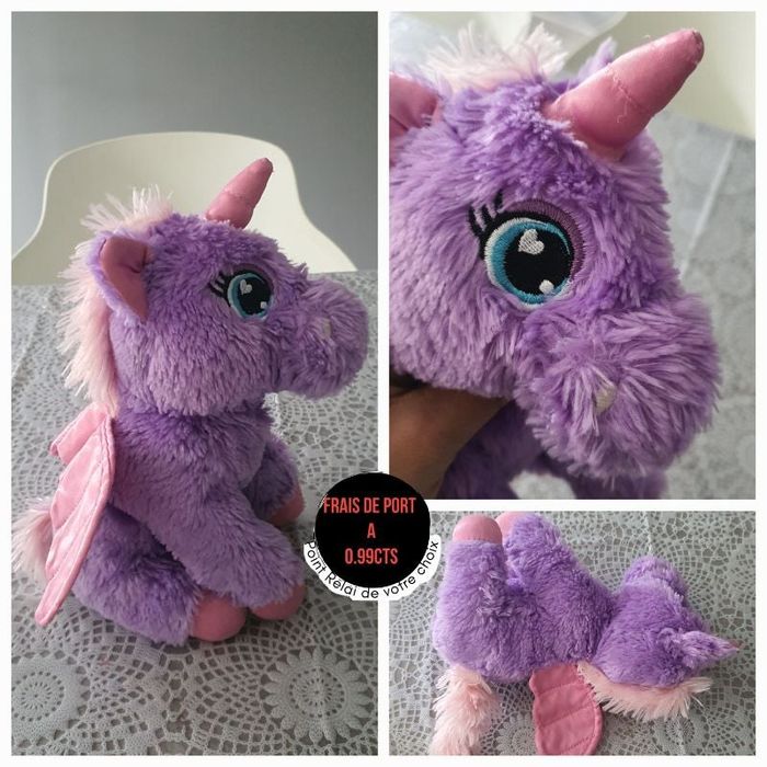 Licorne violette - doudou jouet fille  peluche