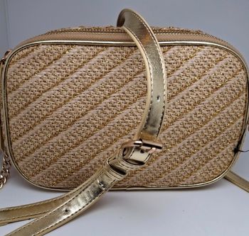 Petit Sac en Bandoulière / Pochette Ajustable Neuf Beige / Doré Neuf