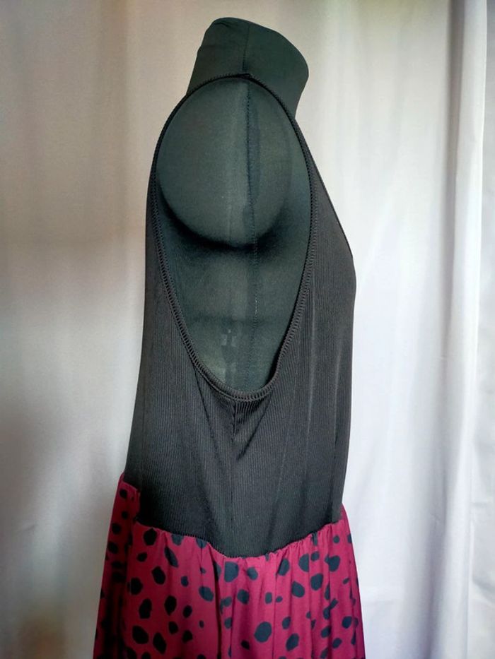 Robe bicolore – haut noir côtelé & jupe rose à pois – Shein Curve – T. 1XL - photo numéro 3