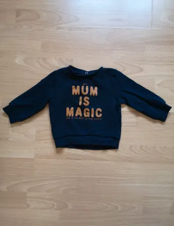 Pull 18 mois bleu marine mum is magic