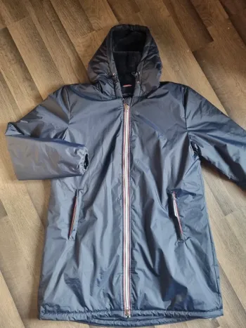 Manteau / Parka longue imperméable fourrée marine. Taille XL. Laura Jo. TBE