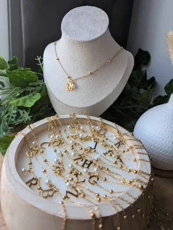 Collier en acier inoxydable doré initiale