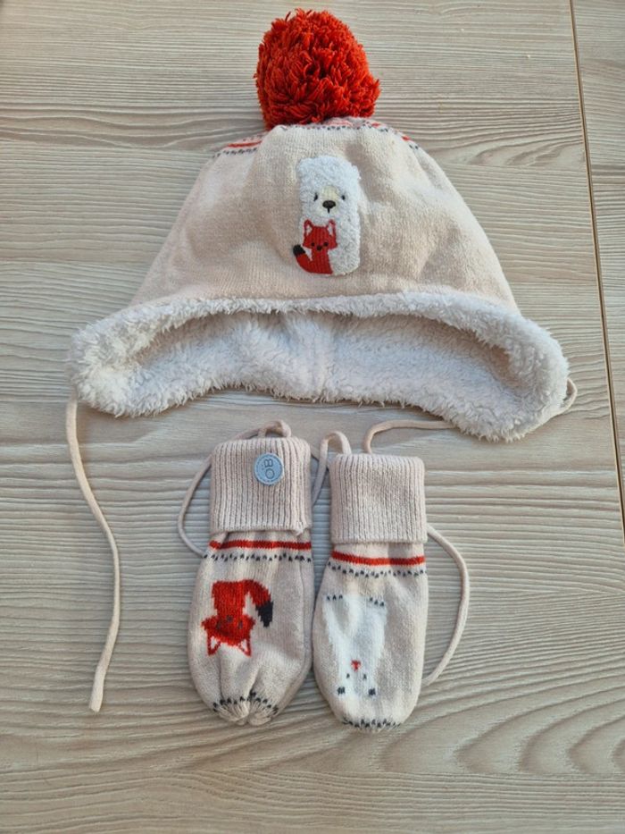 Ensemble Bonnet et moufles "Obaïbi" 48cm