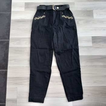 Jean femme noir avec ceinture Jinglers taille 38