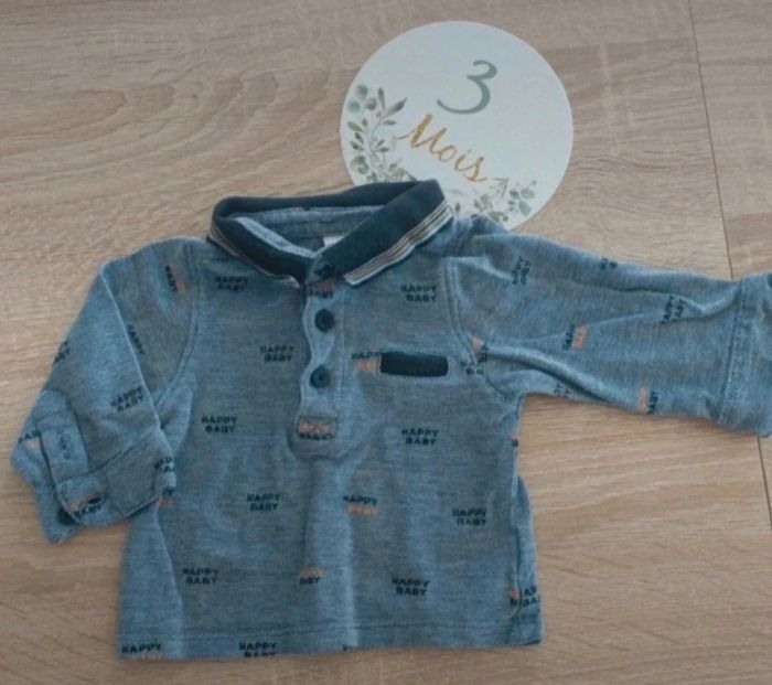 Polo bleu - 3 mois - tape à l'oeil