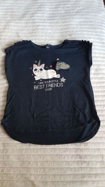 t shirt mc bleu marine sequins kiabi 5 ans