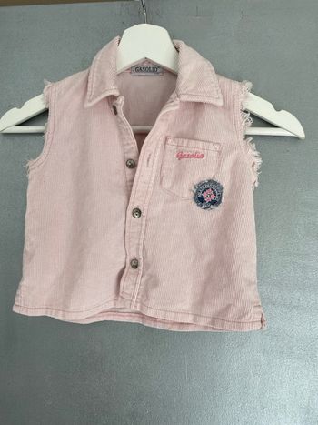 Gilet sans manches en velours rose Gazolio taille 12 mois 