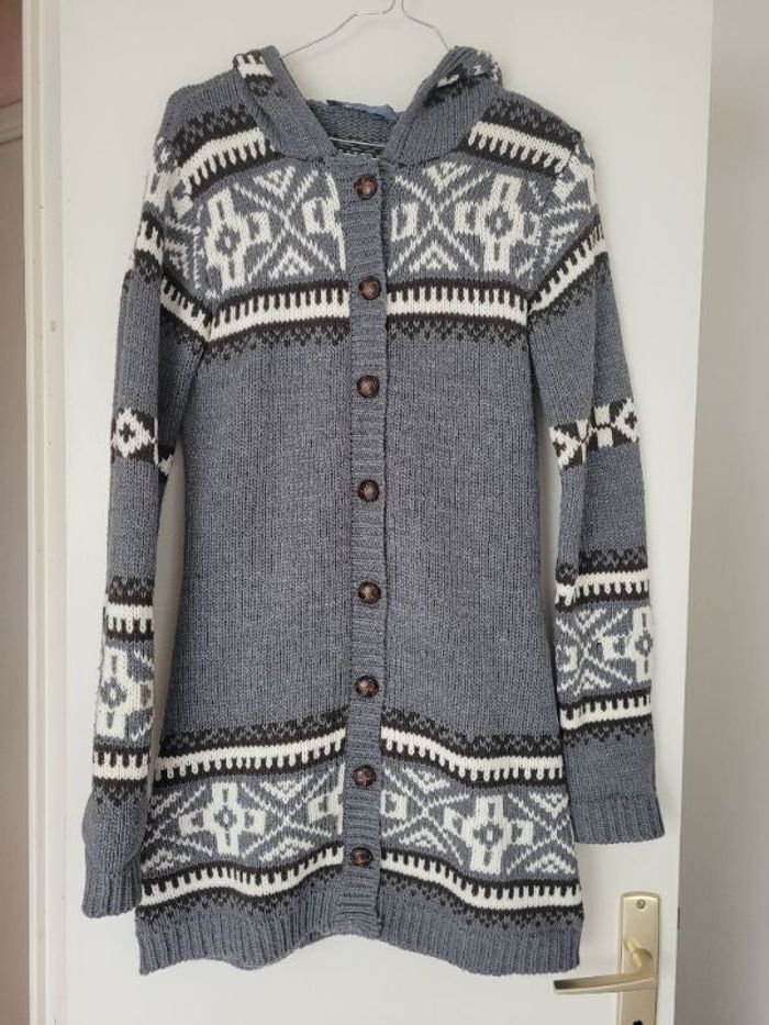 Gilet long à capuche