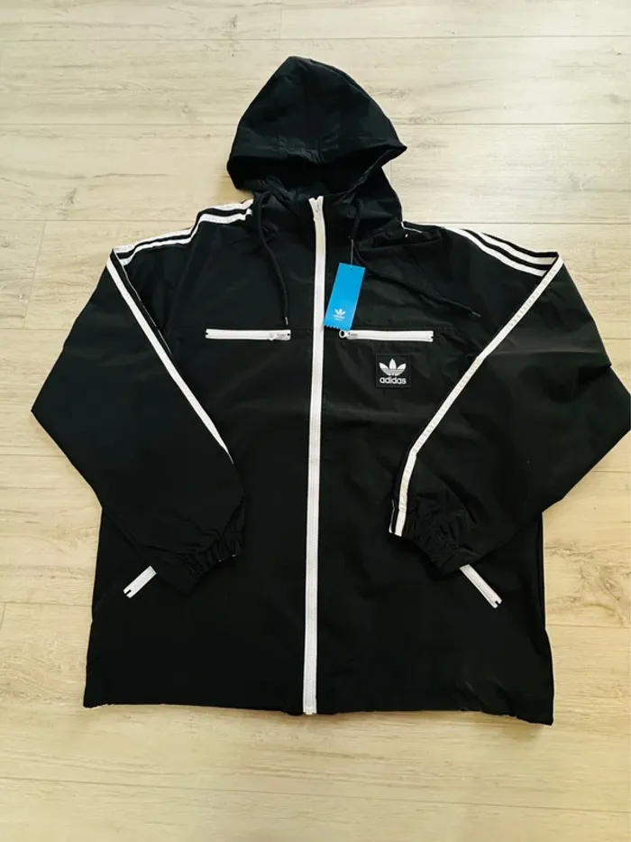 adidas Originals Adicolor hooded track jacket in black