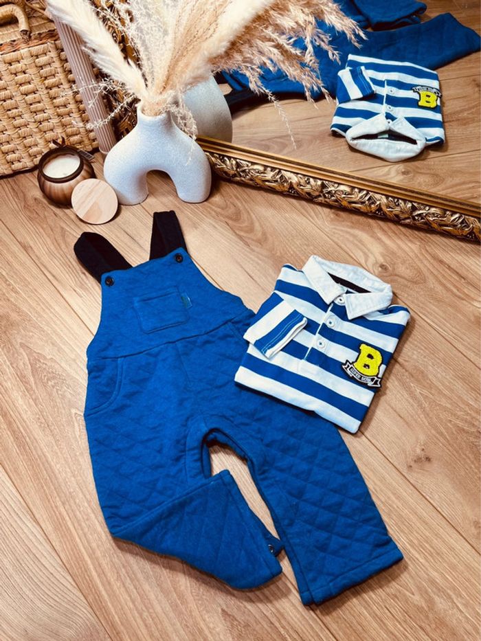 Taille 18 mois ensemble 2p garçon Tex bleu et blanc * B * 💙