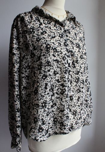 Blouse fluide noir et crème imprimé fleurs H&M