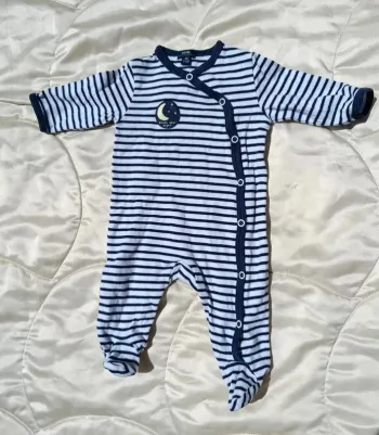 Pyjama manches longues bleu marine rayé blanc Kiabi 3 mois 56 62 cm 6 kg