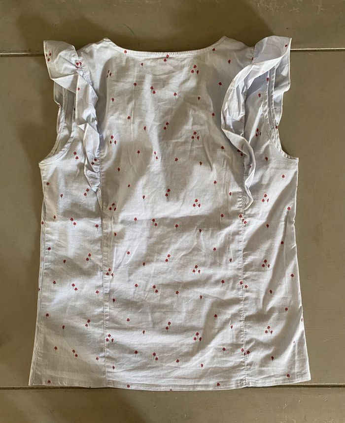 Blouse tee shirt Camaieu bleu à rayures avec froufrou taille 36 - photo numéro 12