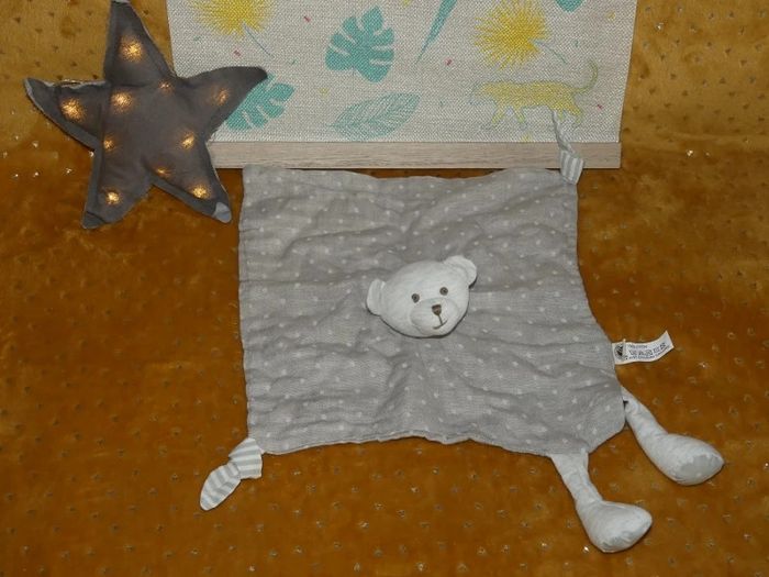 Doudou plat ours gris Bouchara 🐻état neuf - photo numéro 2