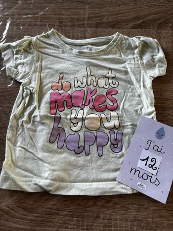 Tee shirt vert happy Primark t.12m