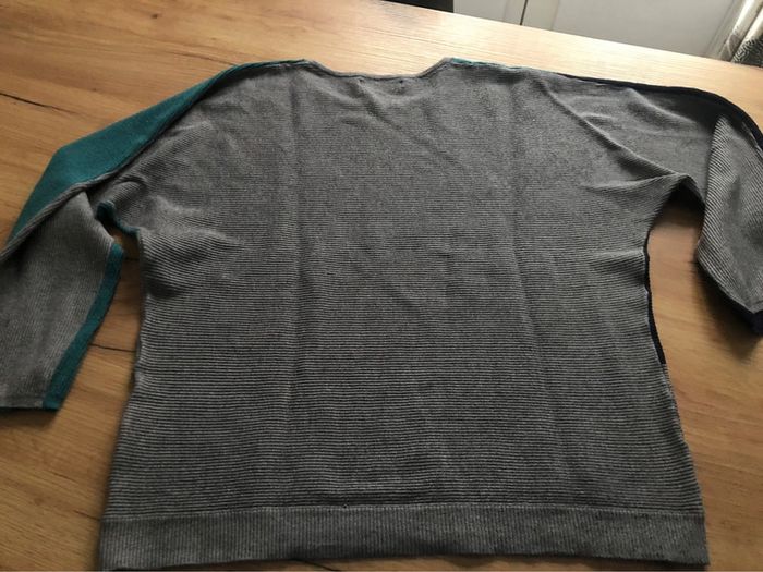 Pull Armand Thiery bleu turquoise gris taille L - photo numéro 3