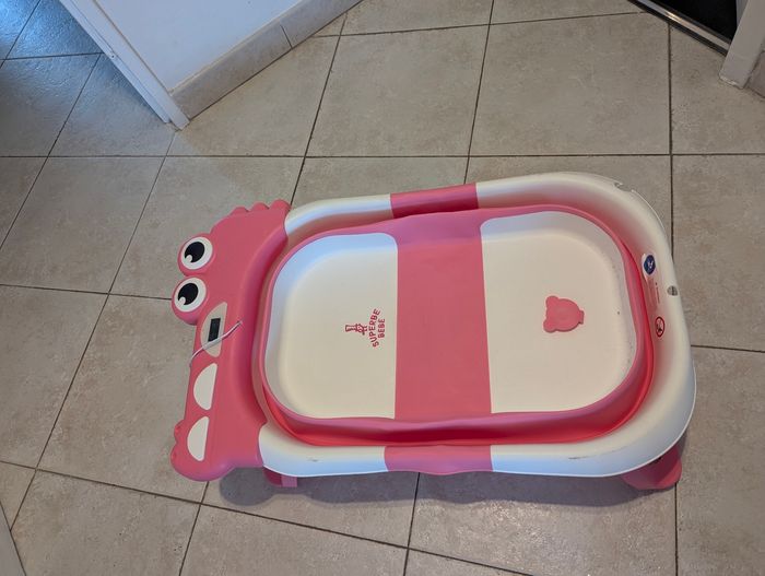 Baignoire Bébé Pliable  Avec Coussin De Bain Bebe Et Thermomètre Intégré - photo numéro 2