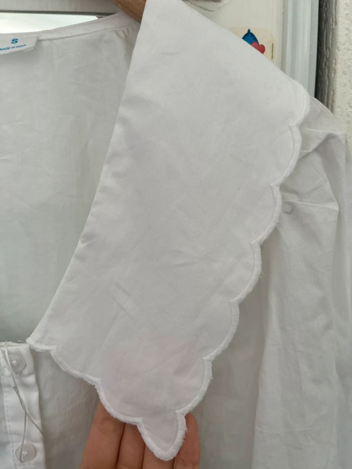 Chemise blanche avec manches bouffante et col Claudine fantaisie, Primark, S - photo numéro 5