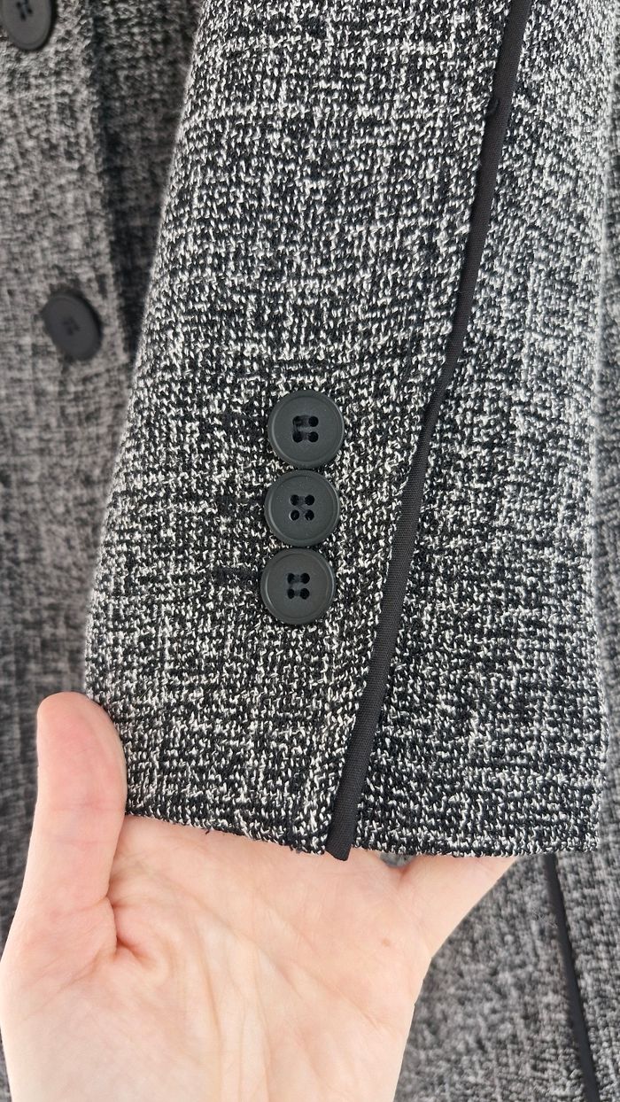 Manteau long gris et noir chiné M&S Mode - photo numéro 4