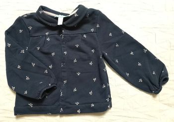 Obaïbi gilet veste bleu marine fleurs 23 mois