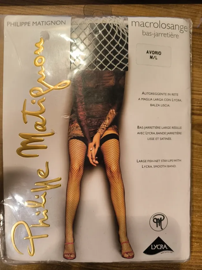 Bas Jarretière Philippe Matignon Avorio M/L Lycra Collant - photo numéro 2