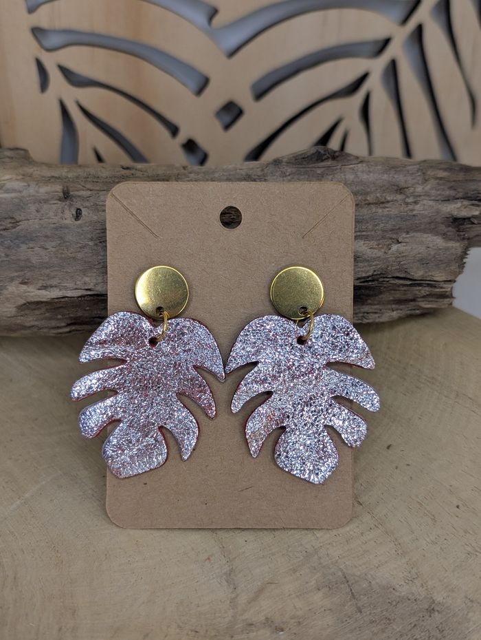Superbe boucles d'oreilles MONSTERA - photo numéro 2