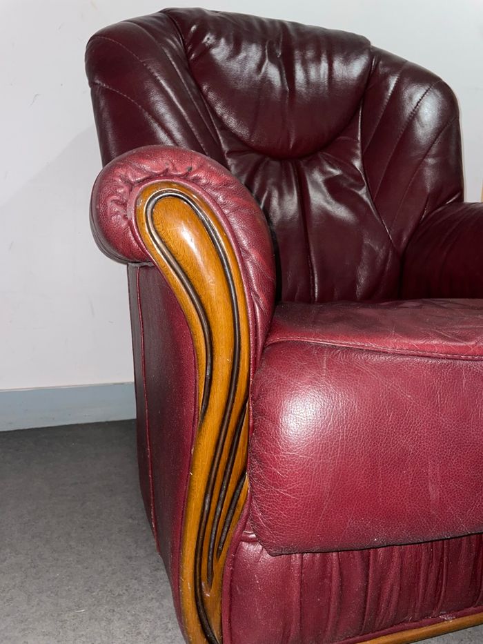 Fauteuil cuir magenta - photo numéro 7