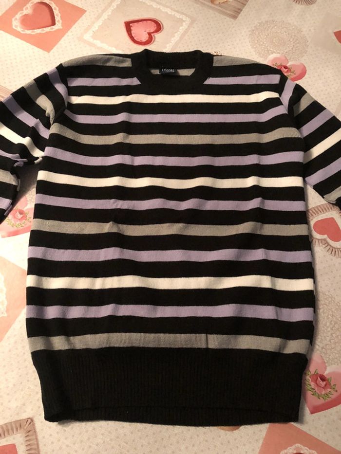 Pull rayé violet gris - photo numéro 3